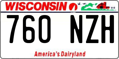WI license plate 760NZH