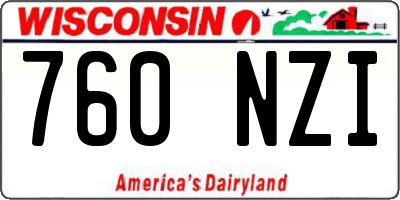 WI license plate 760NZI