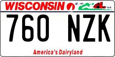 WI license plate 760NZK