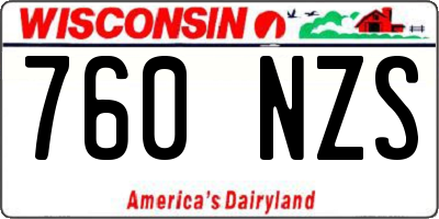 WI license plate 760NZS