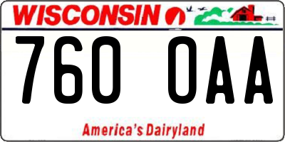WI license plate 760OAA