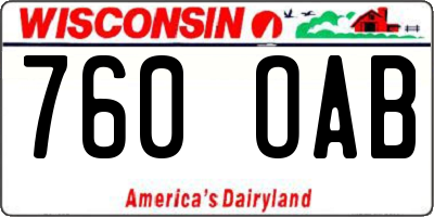 WI license plate 760OAB