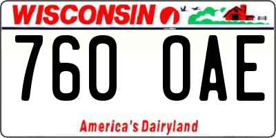 WI license plate 760OAE