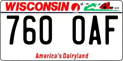 WI license plate 760OAF