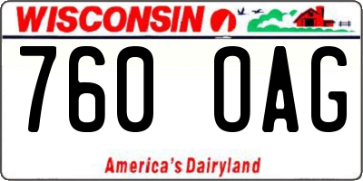 WI license plate 760OAG