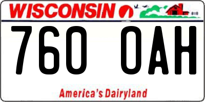 WI license plate 760OAH