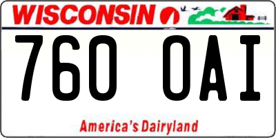WI license plate 760OAI