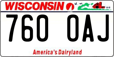 WI license plate 760OAJ
