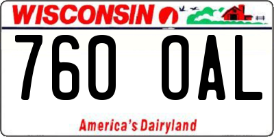 WI license plate 760OAL