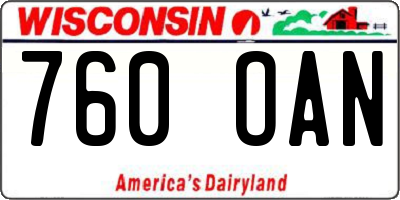 WI license plate 760OAN