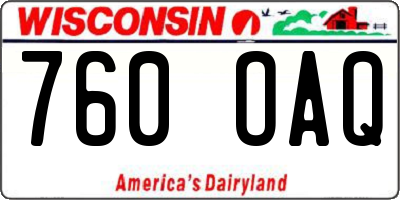 WI license plate 760OAQ