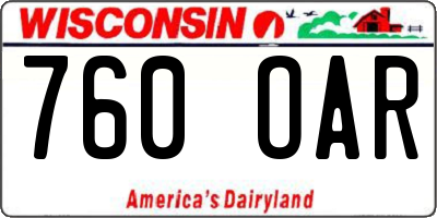 WI license plate 760OAR