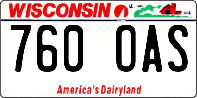 WI license plate 760OAS