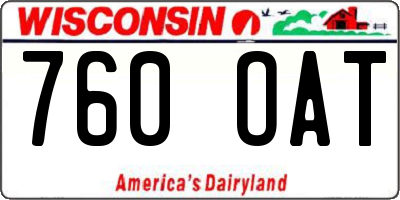 WI license plate 760OAT