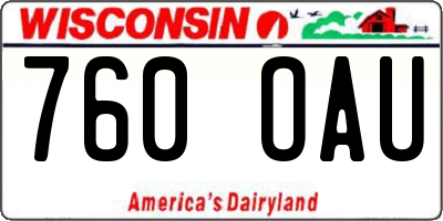 WI license plate 760OAU