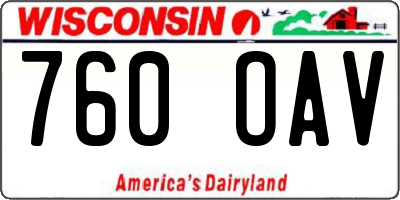 WI license plate 760OAV