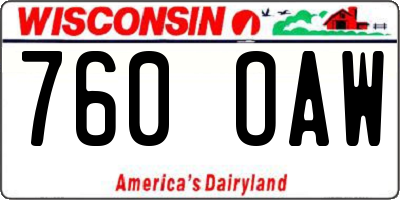 WI license plate 760OAW