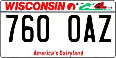 WI license plate 760OAZ