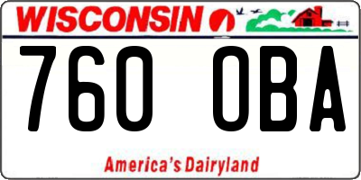 WI license plate 760OBA