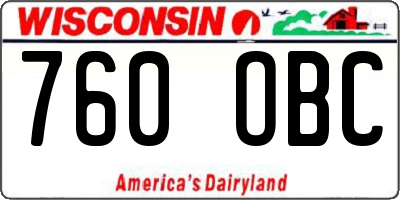 WI license plate 760OBC