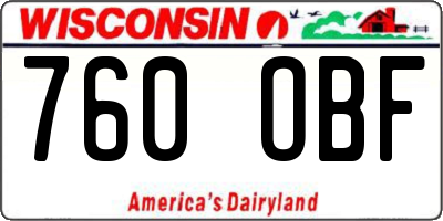 WI license plate 760OBF