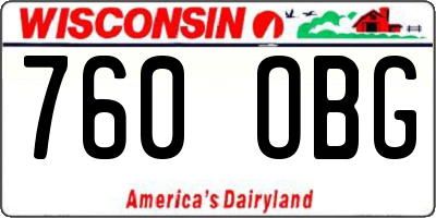 WI license plate 760OBG