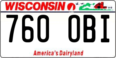 WI license plate 760OBI