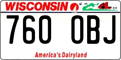 WI license plate 760OBJ