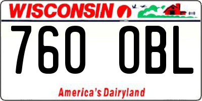 WI license plate 760OBL