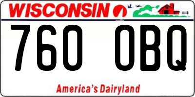 WI license plate 760OBQ