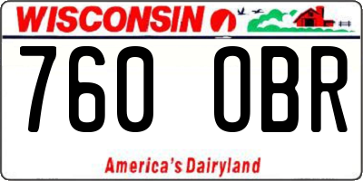 WI license plate 760OBR