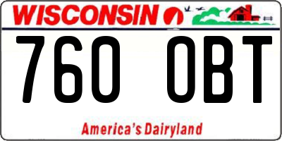 WI license plate 760OBT
