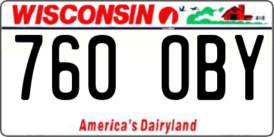 WI license plate 760OBY