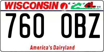 WI license plate 760OBZ