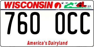 WI license plate 760OCC