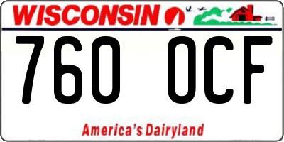 WI license plate 760OCF
