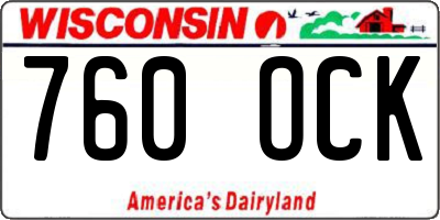 WI license plate 760OCK
