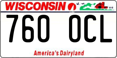 WI license plate 760OCL
