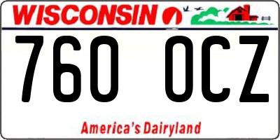 WI license plate 760OCZ