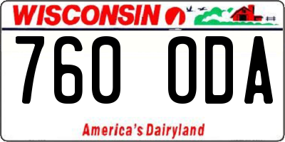 WI license plate 760ODA