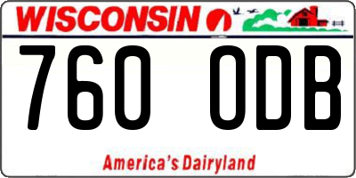 WI license plate 760ODB