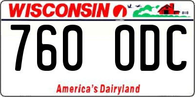 WI license plate 760ODC