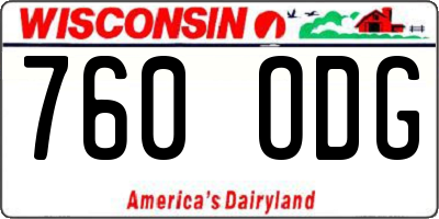 WI license plate 760ODG