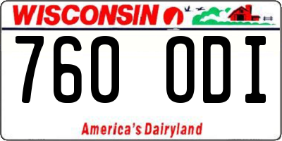 WI license plate 760ODI