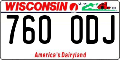 WI license plate 760ODJ