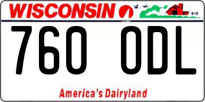 WI license plate 760ODL