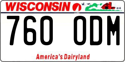 WI license plate 760ODM