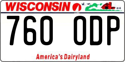 WI license plate 760ODP