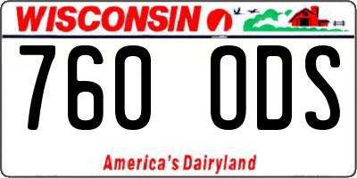 WI license plate 760ODS