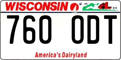 WI license plate 760ODT